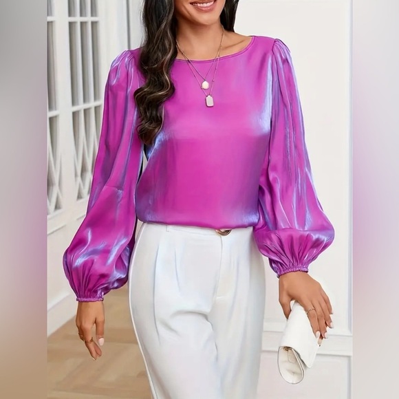 NIP-Iridescent lantern sleeve blouse - Picture 4 of 7